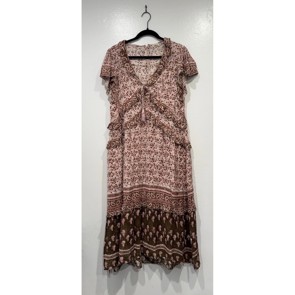 Faherty Brand Bonita Midi Dress Boho Bohemian Coastal‎ Cottage Resort Size XL